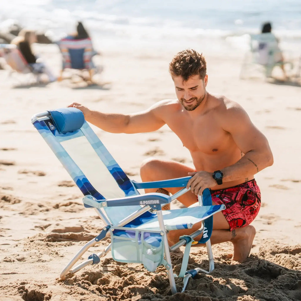 Rust-Resistant Aluminum Bi-Fold Beach Chair - Choice 601 - Multi-Position Outdoor Beach Chair with Pillow Detail