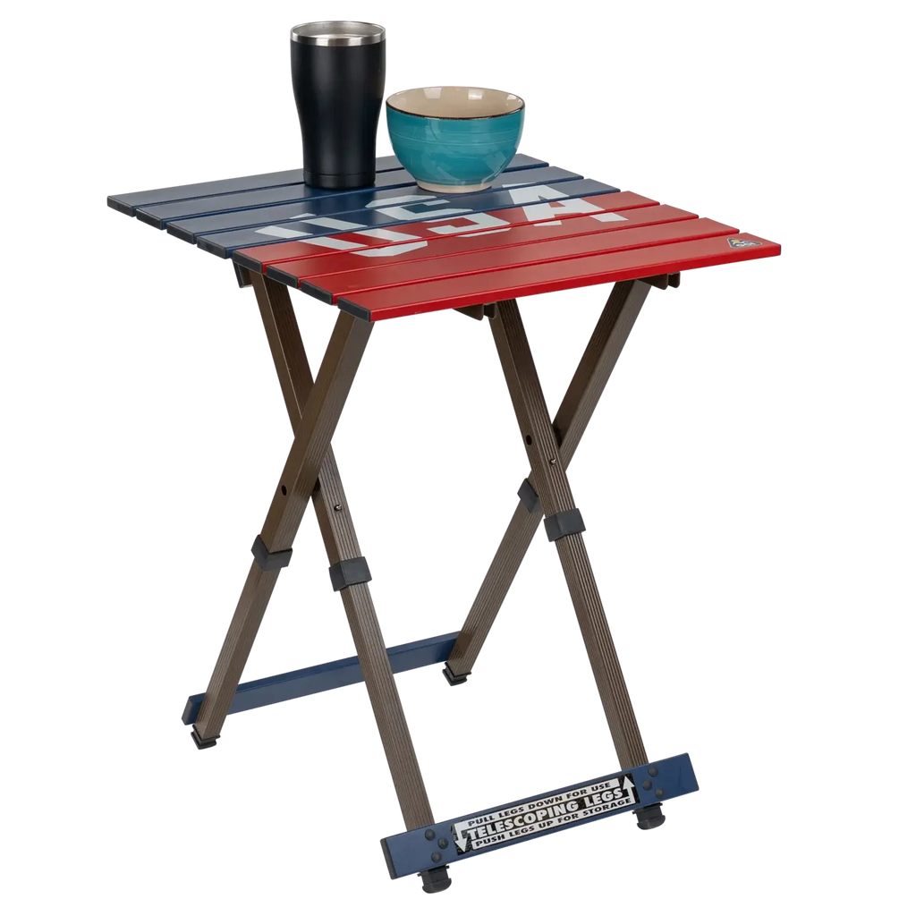 Multi-Functional Cook Compact Camp Table 20 - USA Anniversary Deluxe - Choice 757 - Portable Camping Table with Heat-Resistant Countertop Detail