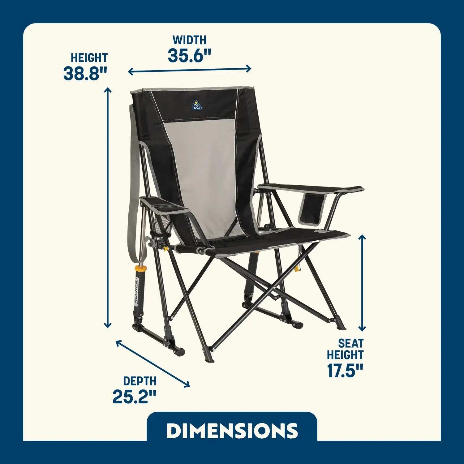 Premium All-Weather Comfort Pro Rocker - Choice 375 - RoadTrip Rocker Smooth Motion Camp Chair Detail