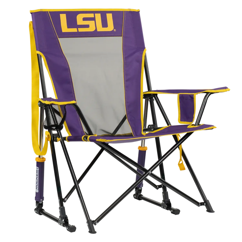 Premium All-Weather College Comfort Pro Rocker - LSU Tigers - Choice 880 - Freestyle Rocker Portable Outdoor Folding Chair - Default Title