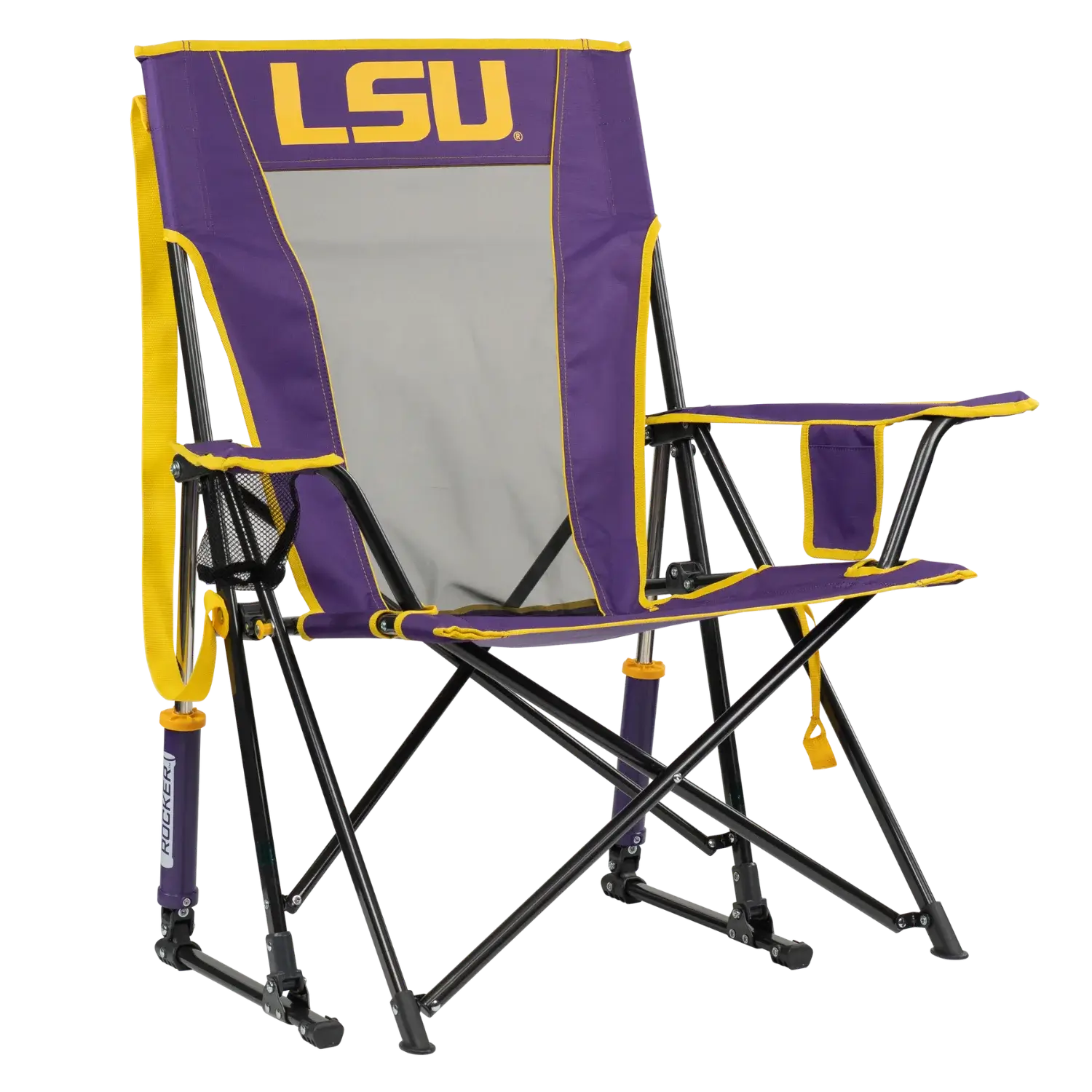 Premium All-Weather College Comfort Pro Rocker - LSU Tigers - Choice 880 - Freestyle Rocker Portable Outdoor Folding Chair - Default Title