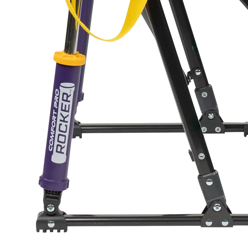 Premium All-Weather College Comfort Pro Rocker - LSU Tigers - Choice 880 - Freestyle Rocker Portable Outdoor Folding Chair Detail