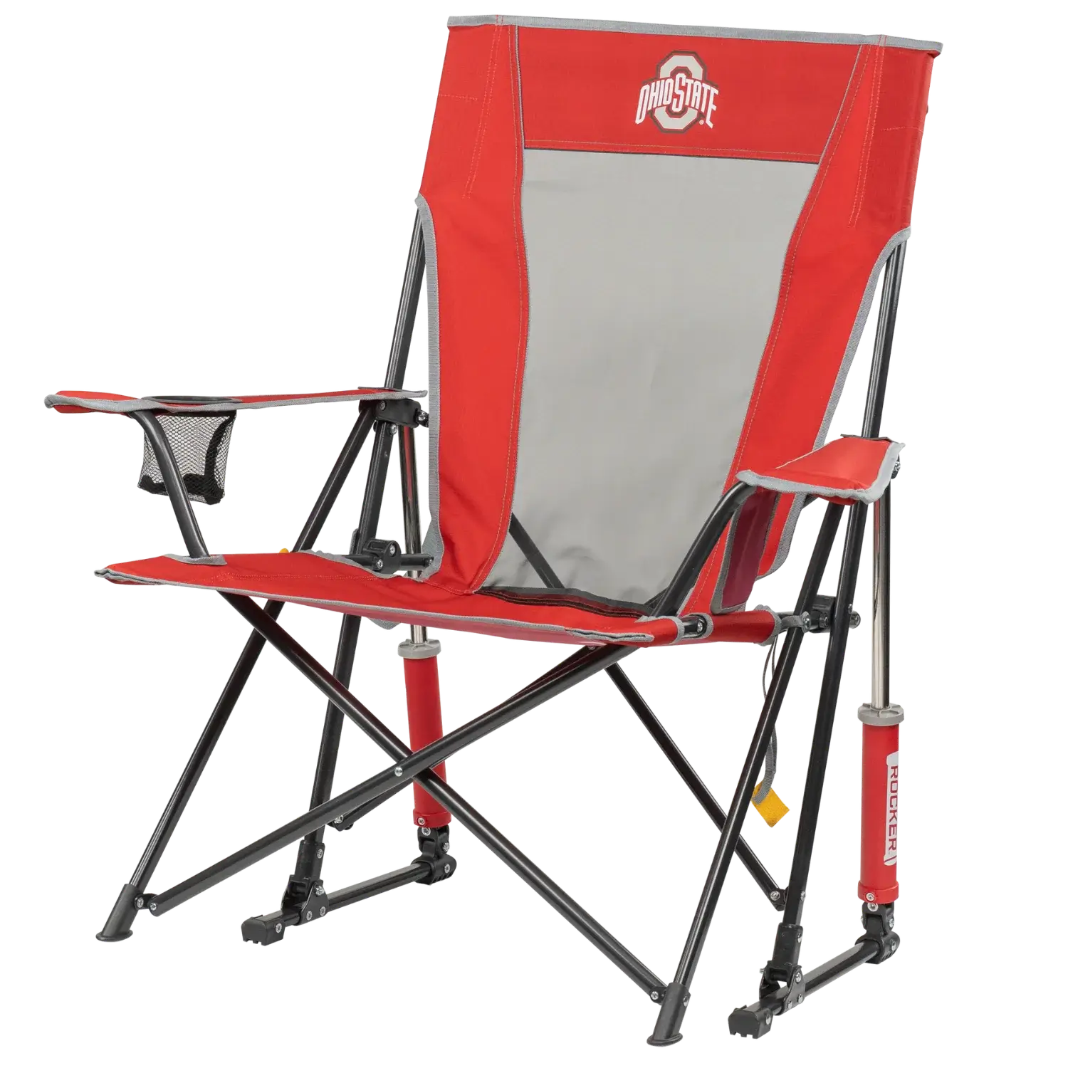 Luxury Camp College Comfort Pro Rocker - Ohio State Buckeyes - Choice 676 - Freestyle Rocker Portable Outdoor Folding Chair Detail