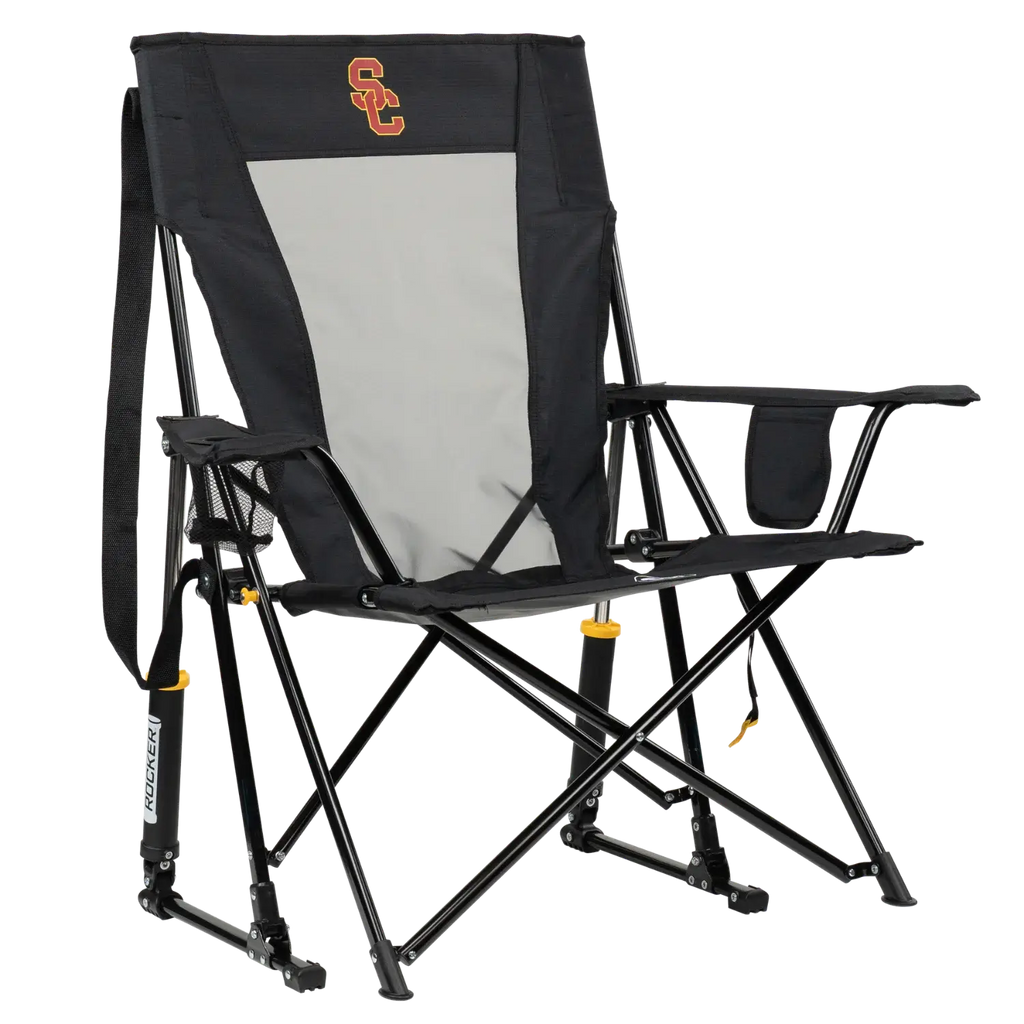 Premium All-Weather College Comfort Pro Rocker - USC Trojans - Choice 856 - Heavy-Duty Kickback Rocker with Beverage Holder - Default Title