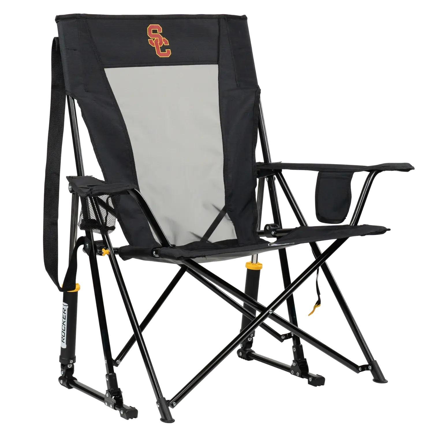 Premium All-Weather College Comfort Pro Rocker - USC Trojans - Choice 856 - Heavy-Duty Kickback Rocker with Beverage Holder - Default Title