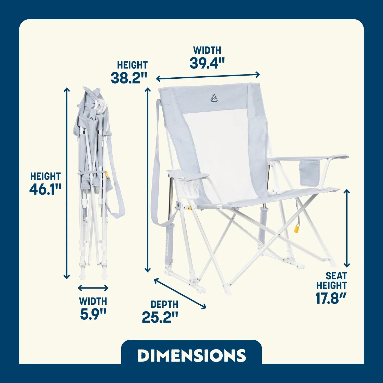 Patented Spring-Action Comfort Pro Rocker XL - Choice 107 - Freestyle Rocker Portable Outdoor Folding Chair Detail