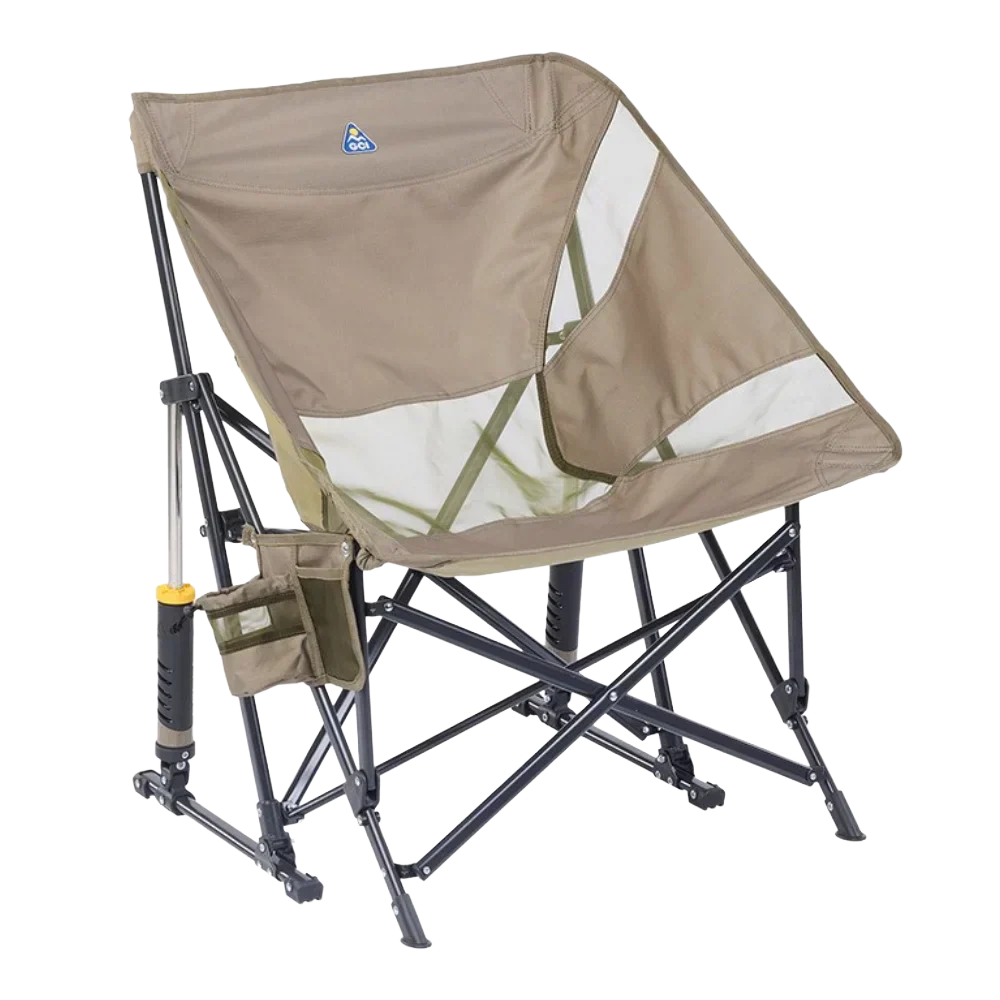 Luxury Camp Pod Rocker Elite - Choice 832 - Patented Spring-Action Rocking Chair for Camping - Aged Fatigue