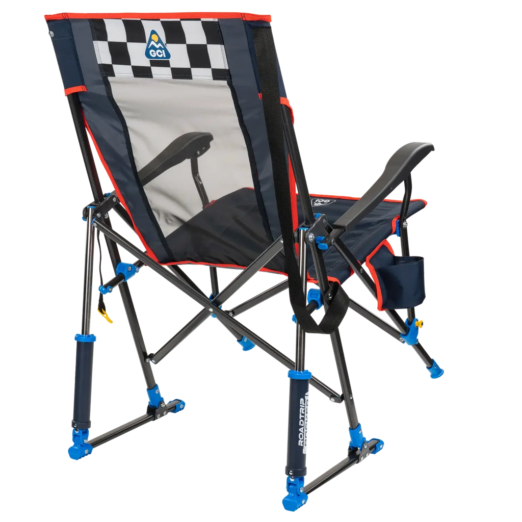 Patented Spring-Action RoadTrip Rocker - NASCAR For Him - Choice 453 - Heavy-Duty Kickback Rocker with Beverage Holder Detail