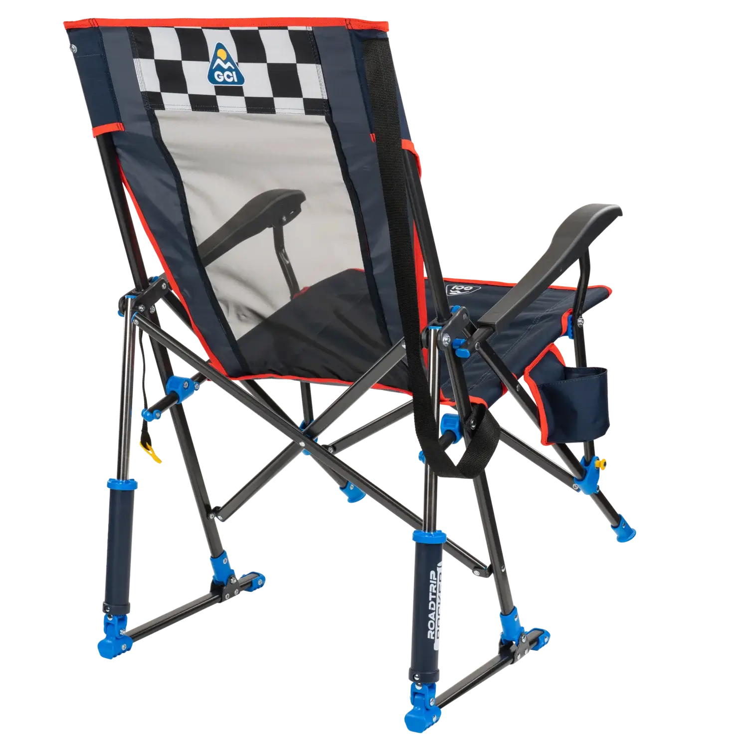 Patented Spring-Action RoadTrip Rocker - NASCAR For Him - Choice 453 - Heavy-Duty Kickback Rocker with Beverage Holder Detail