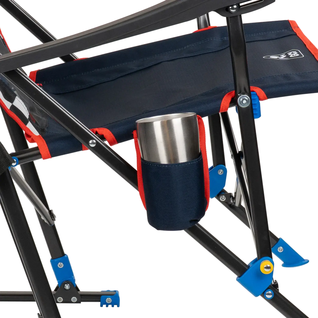 Patented Spring-Action RoadTrip Rocker - NASCAR For Him - Choice 453 - Heavy-Duty Kickback Rocker with Beverage Holder Detail