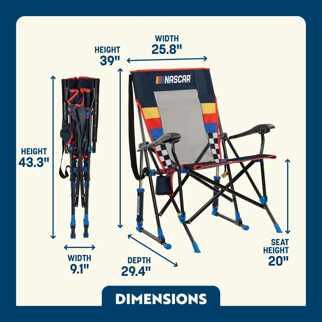 Patented Spring-Action RoadTrip Rocker - NASCAR For Him - Choice 453 - Heavy-Duty Kickback Rocker with Beverage Holder Detail