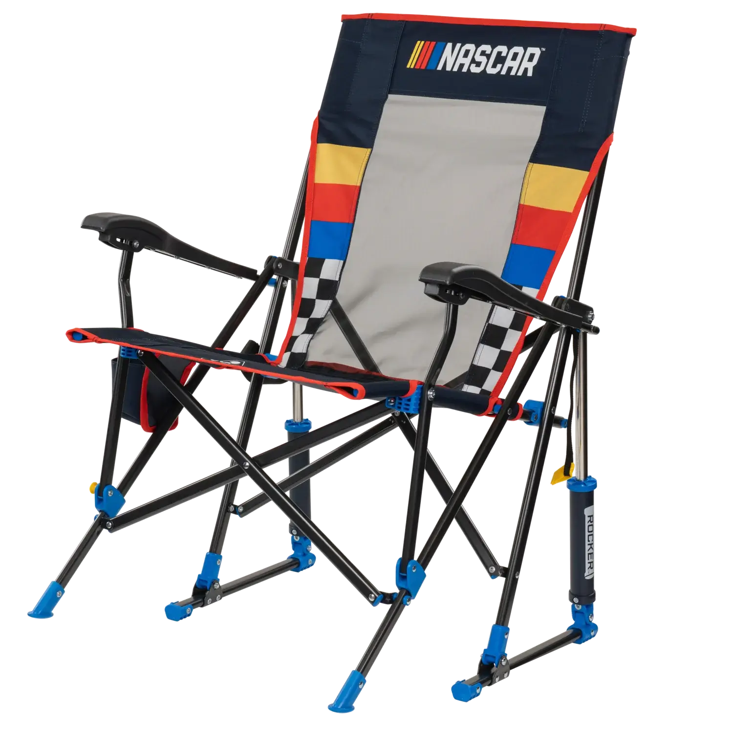 Patented Spring-Action RoadTrip Rocker - NASCAR For Him - Choice 453 - Heavy-Duty Kickback Rocker with Beverage Holder Detail